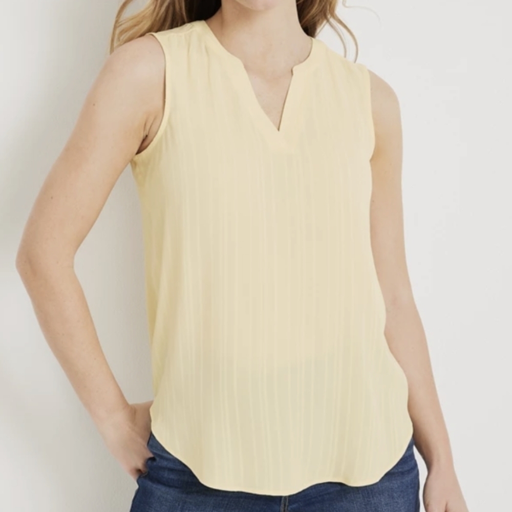 Maurice's Atwood Textured Sleeveless Blouse Yellow Size Small
